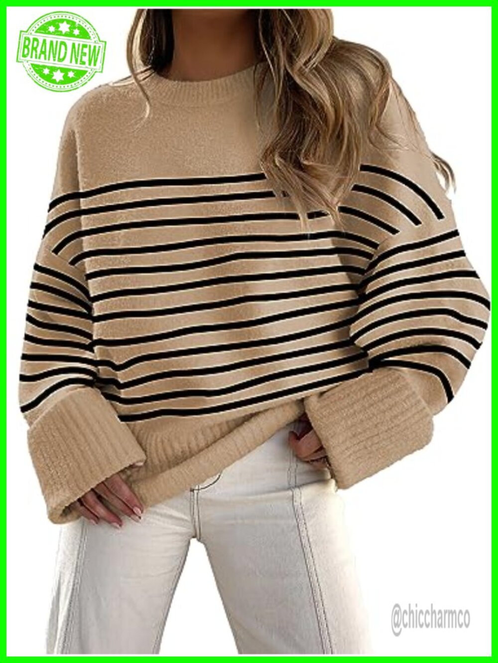 Women's Oversized Knit Crew Neck Long Sleeve Pullover Sweater Fall Winter